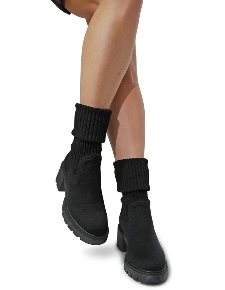 Tokyo Lights Rib Sock Boot in Black image 5