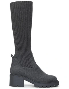 Tokyo Lights Rib Sock Boot in Grey