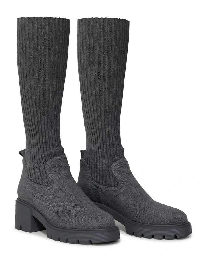 Tokyo Lights Rib Sock Boot in Grey image 2