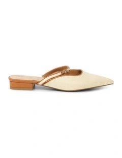 Side By Side Leather Trimmed Flats in Natural