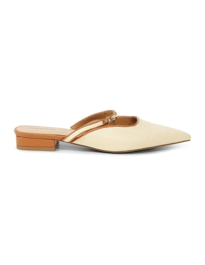 Side By Side Leather Trimmed Flats in Natural image 1