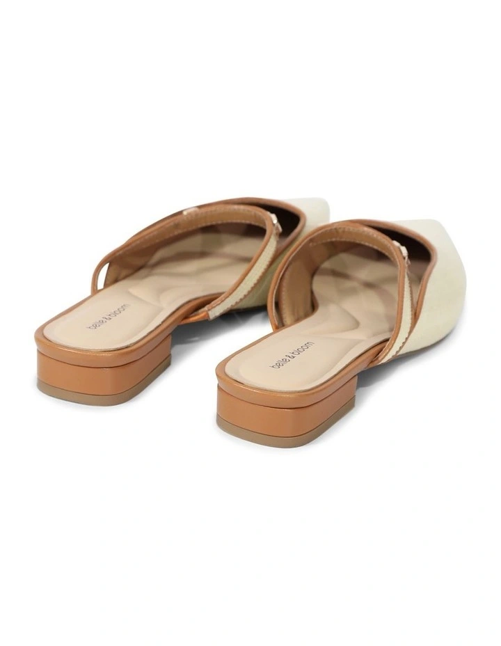 Side By Side Leather Trimmed Flats in Natural image 2