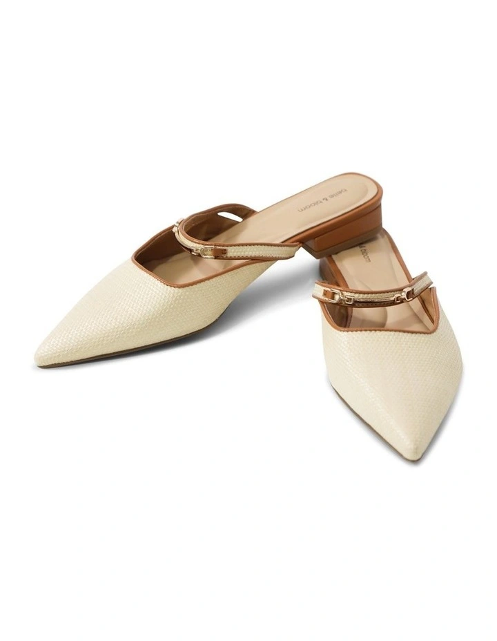 Side By Side Leather Trimmed Flats in Natural image 3
