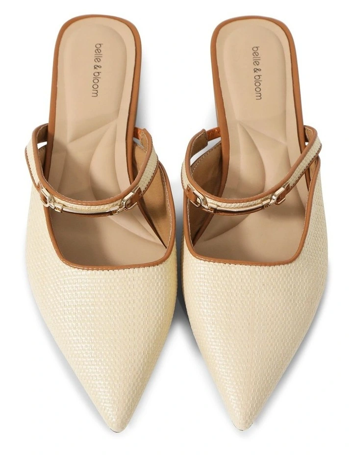 Side By Side Leather Trimmed Flats in Natural image 4