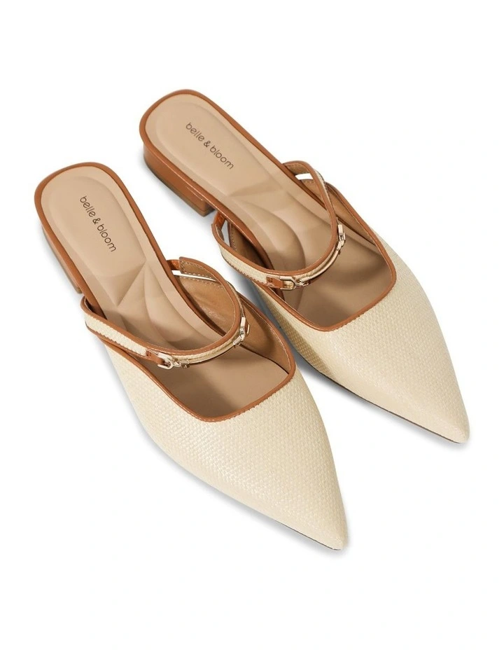 Side By Side Leather Trimmed Flats in Natural image 5