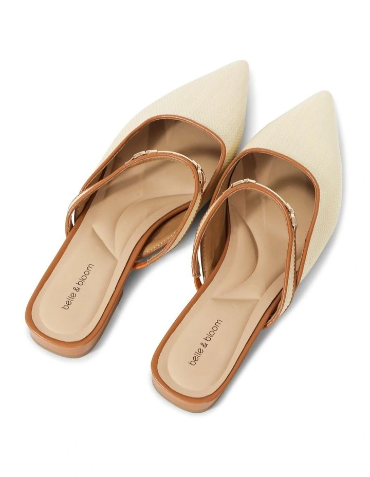 Side By Side Leather Trimmed Flats in Natural image 6
