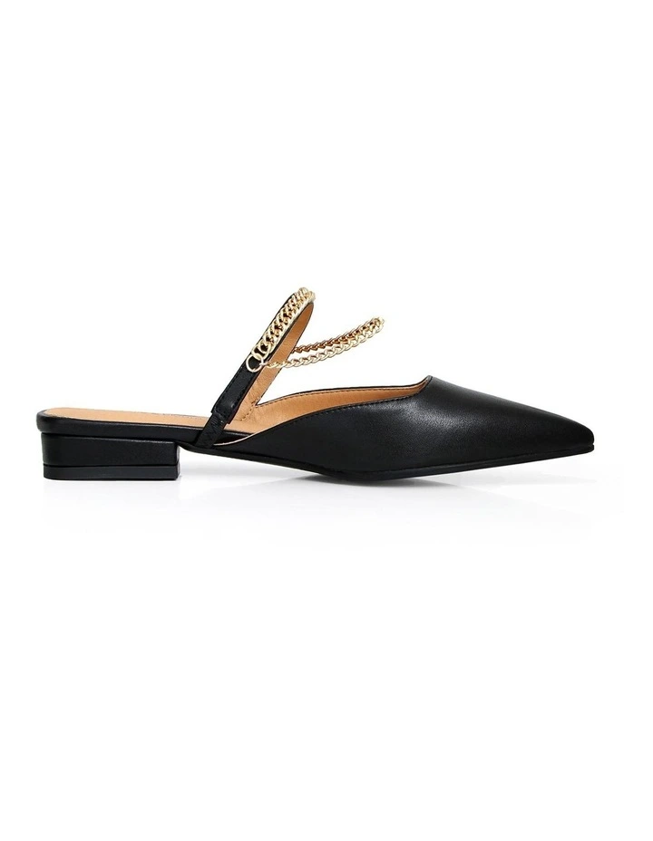 On The Go Leather Flat in Black image 1