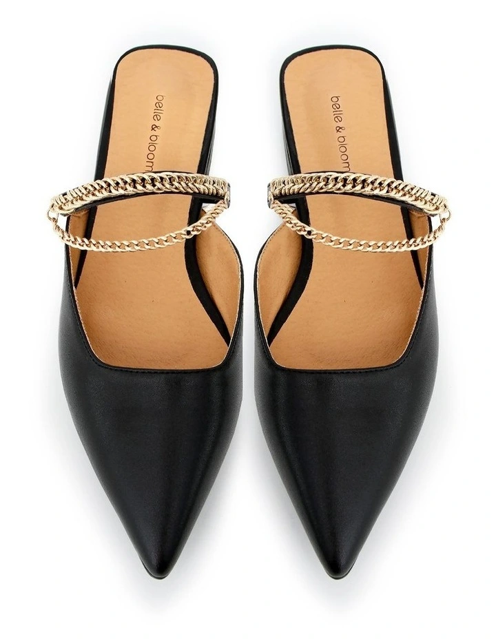 On The Go Leather Flat in Black image 3