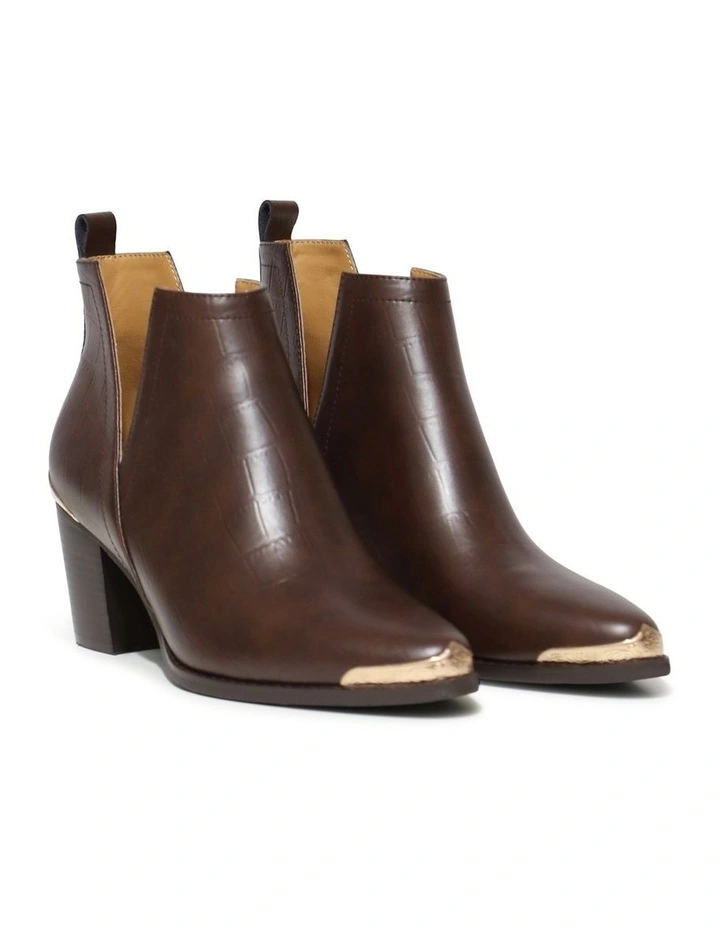 Austin Croc Embossed Ankle Boot in Chocolate image 2
