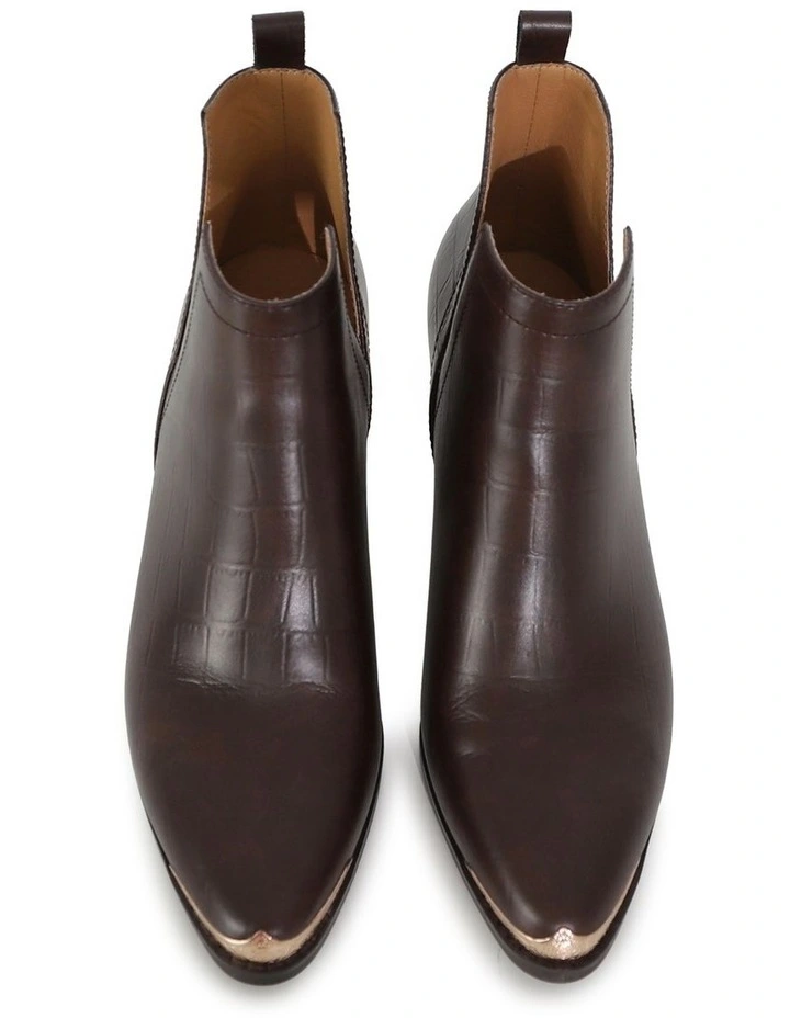 Austin Croc Embossed Ankle Boot in Chocolate image 4