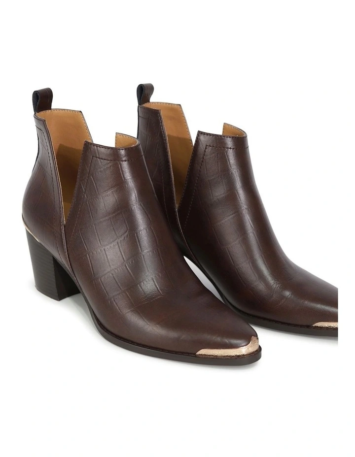 Austin Croc Embossed Ankle Boot in Chocolate image 5