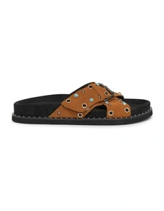 Hear Me Beaded Sandal in Tan/Black
