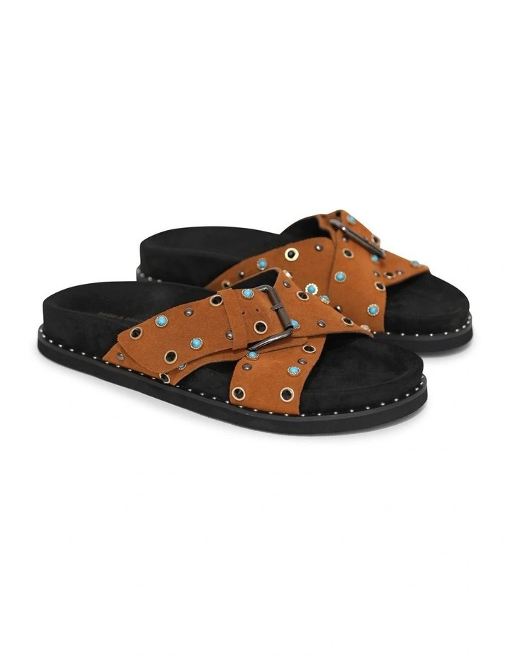 Hear Me Beaded Sandal in Tan/Black image 2