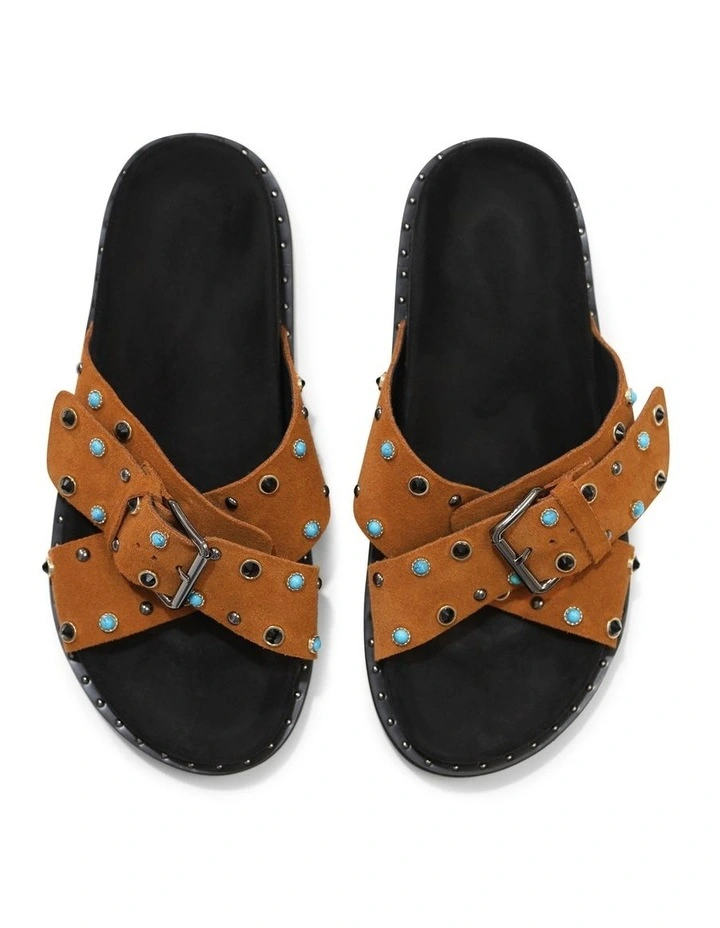 Hear Me Beaded Sandal in Tan/Black image 3