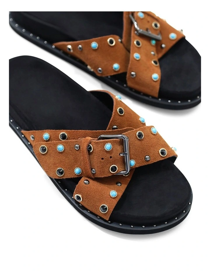 Hear Me Beaded Sandal in Tan/Black image 4