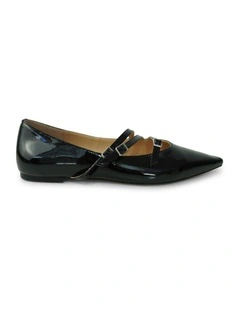 Begin Again Buckled Flat in Black Patent