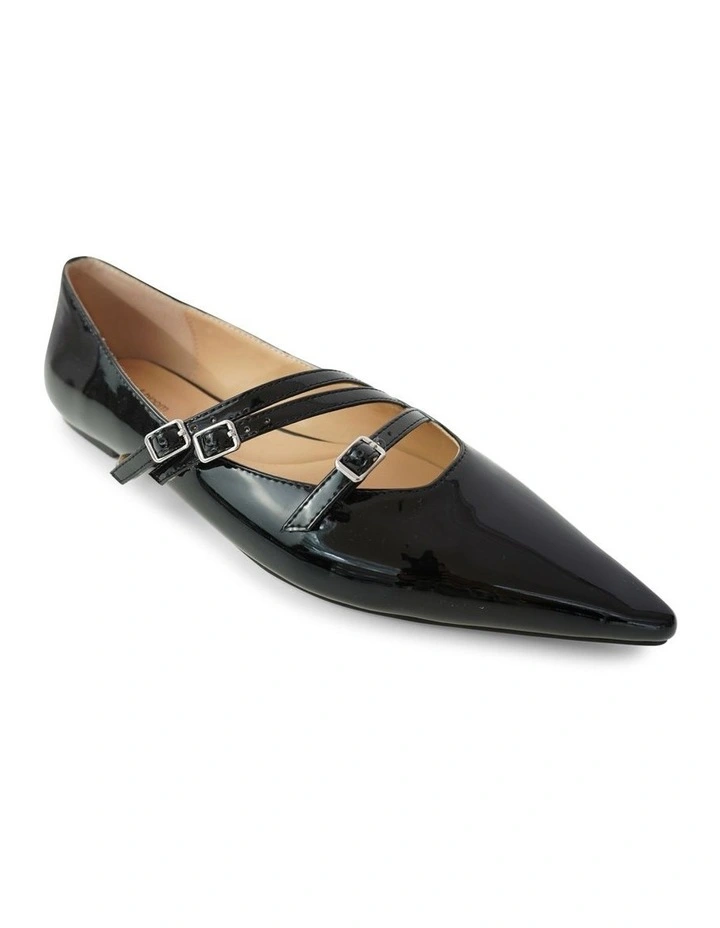Begin Again Buckled Flat in Black Patent image 2