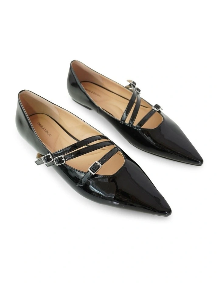 Begin Again Buckled Flat in Black Patent image 6