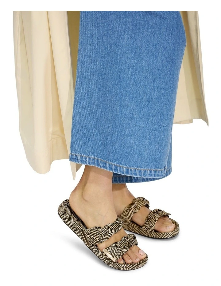 Stay Raffia Slide in Natural/Black image 1