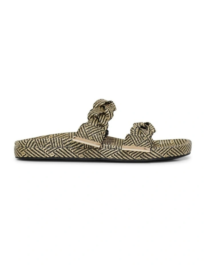 Stay Raffia Slide in Natural/Black image 2