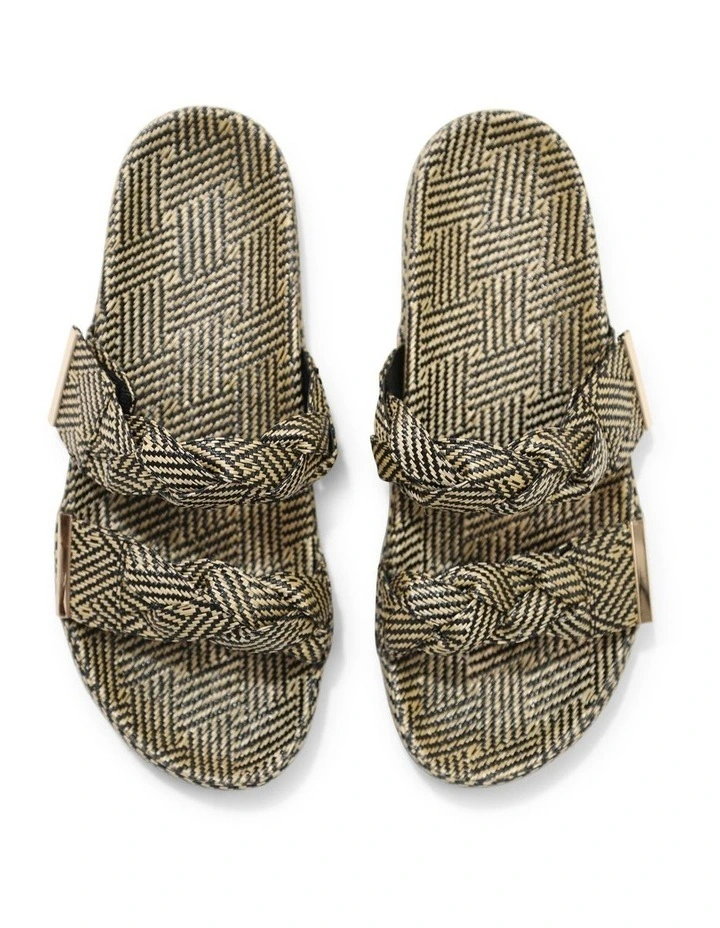 Stay Raffia Slide in Natural/Black image 3