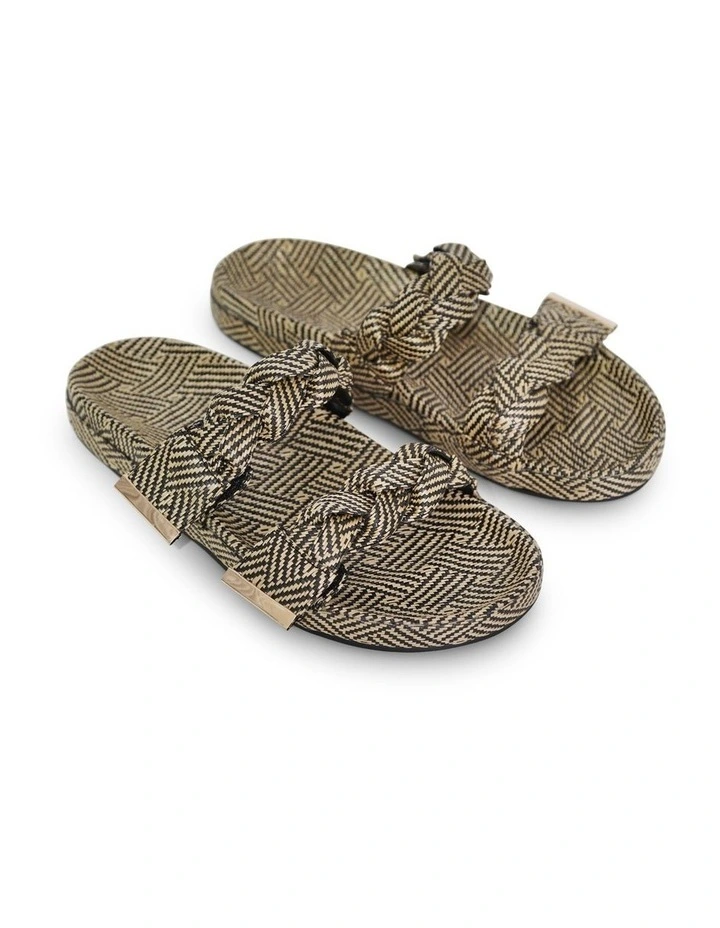 Stay Raffia Slide in Natural/Black image 4