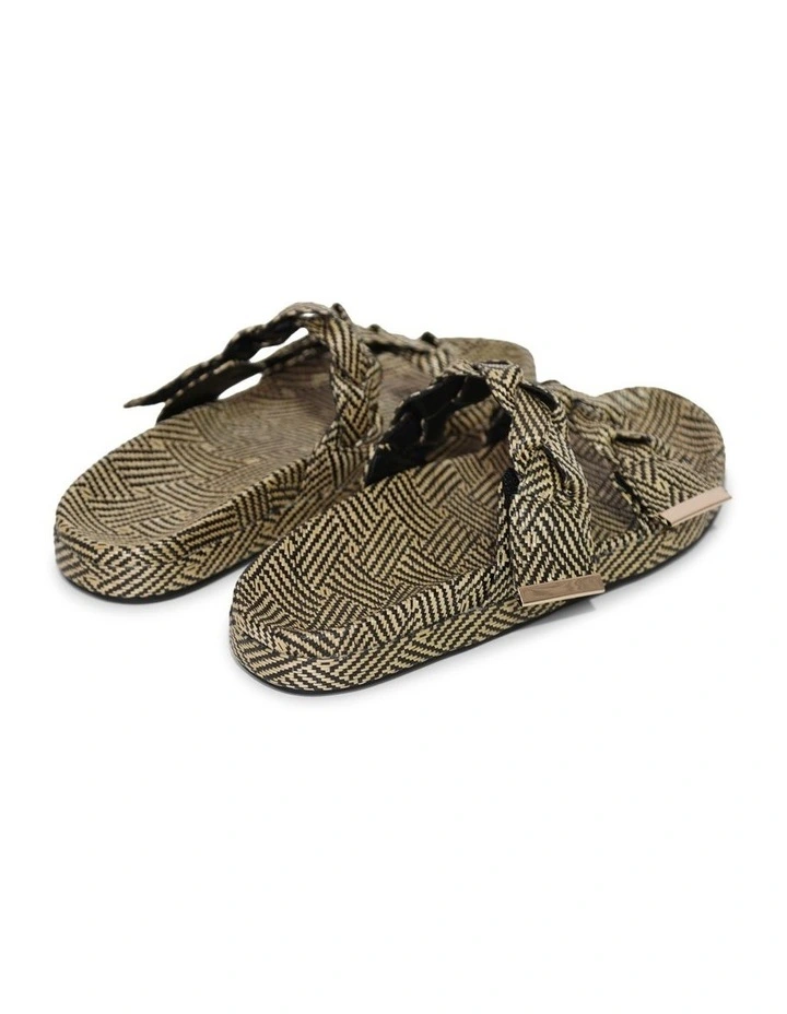 Stay Raffia Slide in Natural/Black image 5
