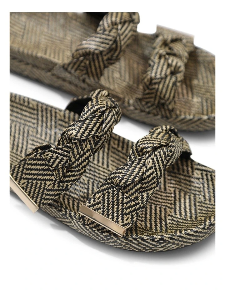 Stay Raffia Slide in Natural/Black image 6