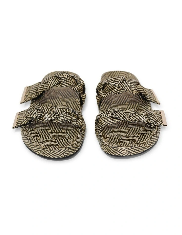 Stay Raffia Slide in Natural/Black image 7