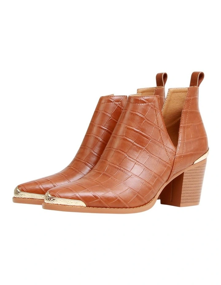Austin Croc Embossed Ankle Boot in Camel image 1