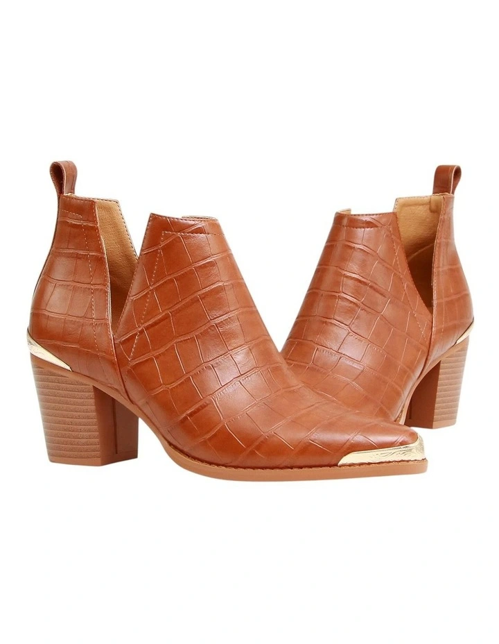Austin Croc Embossed Ankle Boot in Camel image 3