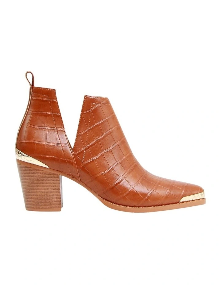 Austin Croc Embossed Ankle Boot in Camel image 4