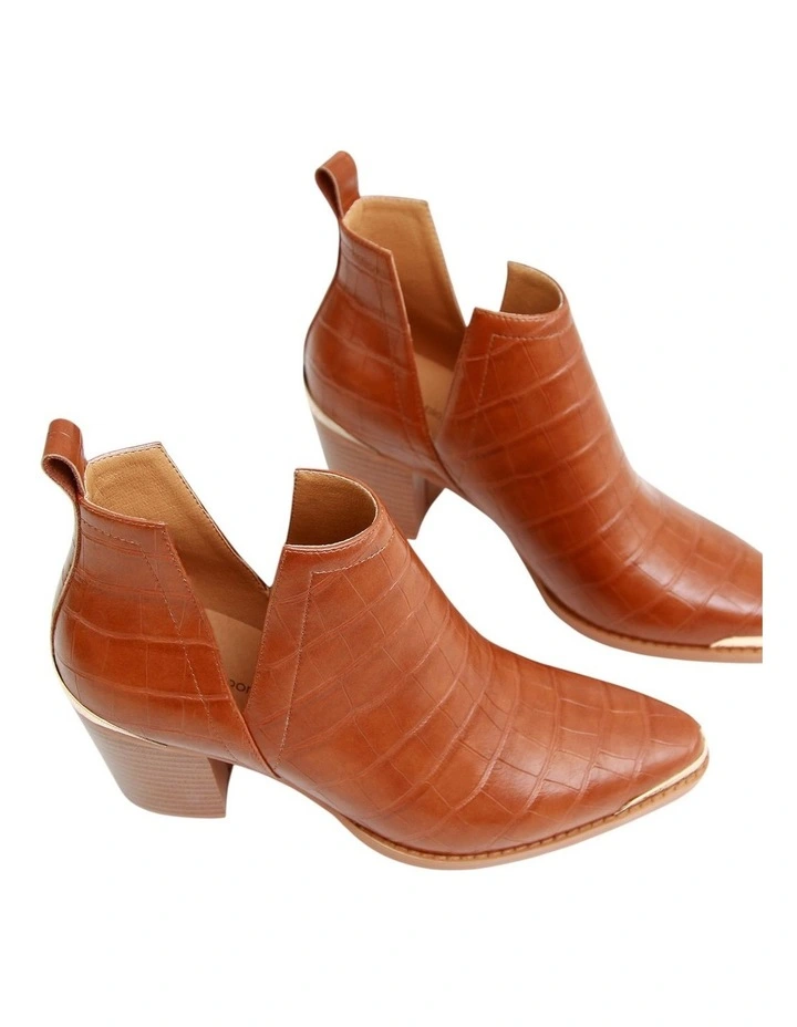 Austin Croc Embossed Ankle Boot in Camel image 5