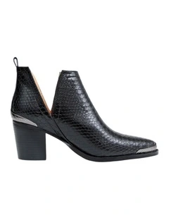 Austin Croc Embossed Ankle Boot in Black