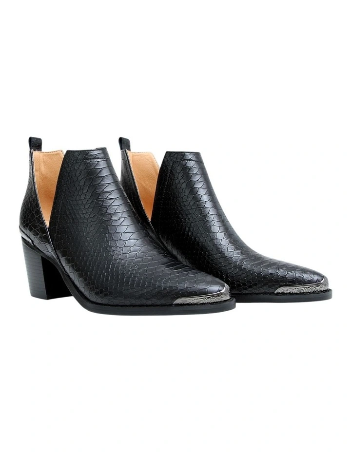 Austin Croc Embossed Ankle Boot in Black image 2