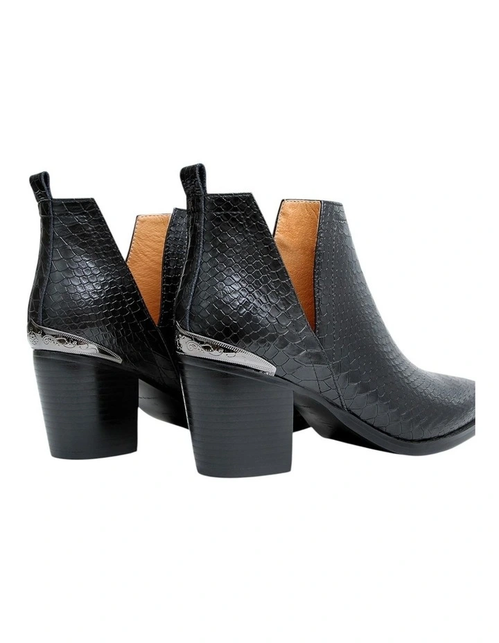 Austin Croc Embossed Ankle Boot in Black image 3