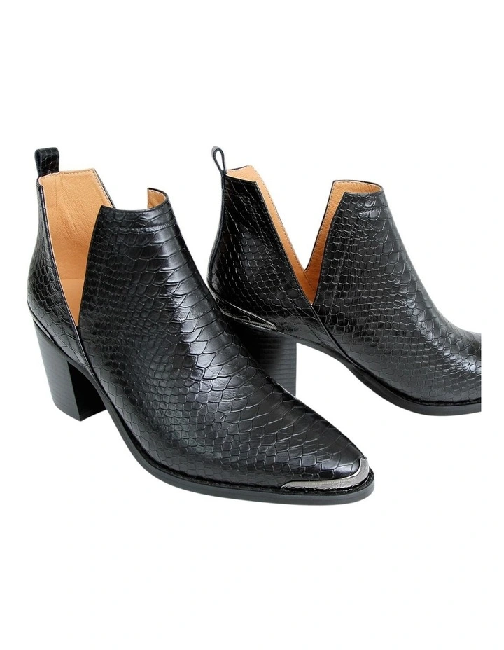 Austin Croc Embossed Ankle Boot in Black image 4