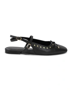 True Romance Slingback Leather Flat in Black