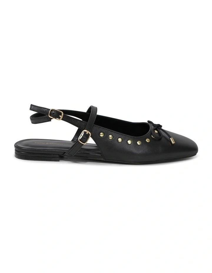 True Romance Slingback Leather Flat in Black image 1