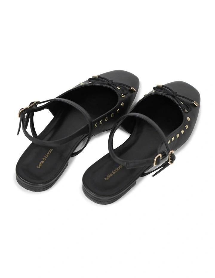 True Romance Slingback Leather Flat in Black image 2