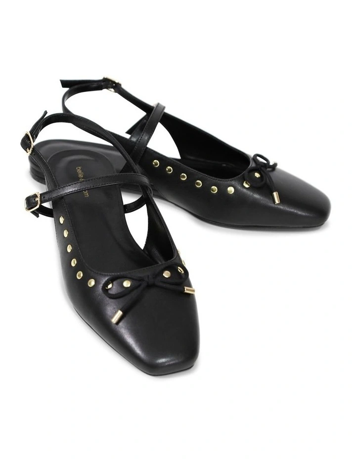 True Romance Slingback Leather Flat in Black image 3