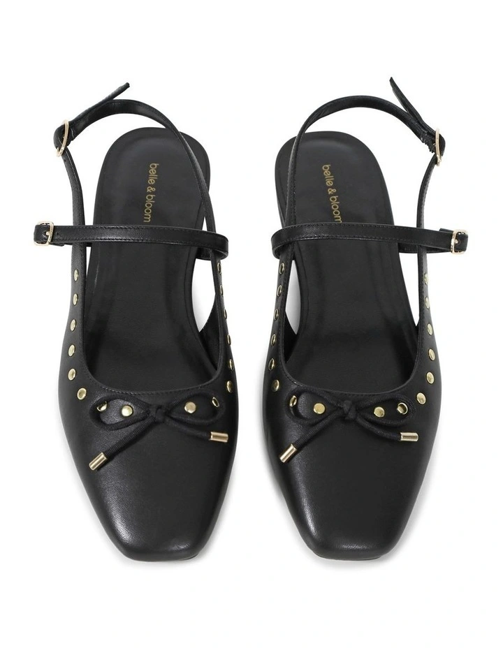 True Romance Slingback Leather Flat in Black image 4