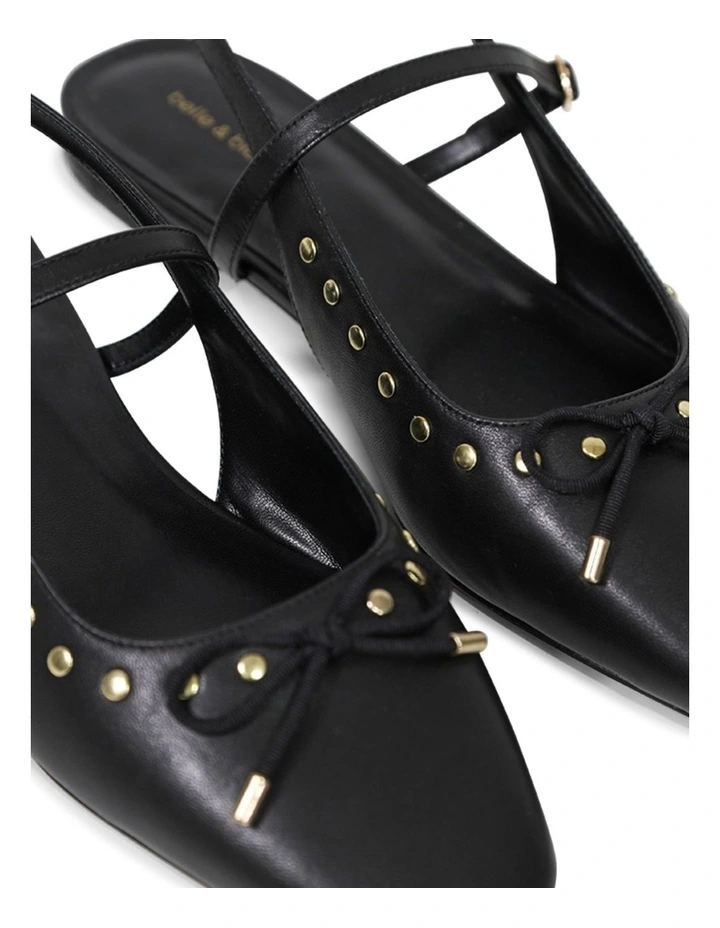 True Romance Slingback Leather Flat in Black image 5