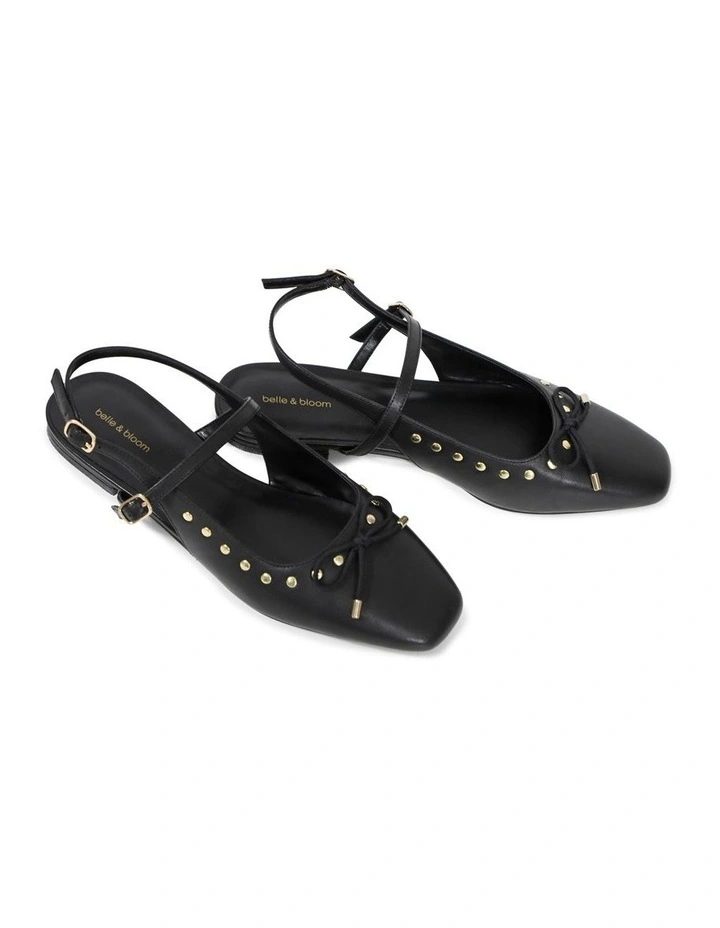True Romance Slingback Leather Flat in Black image 6