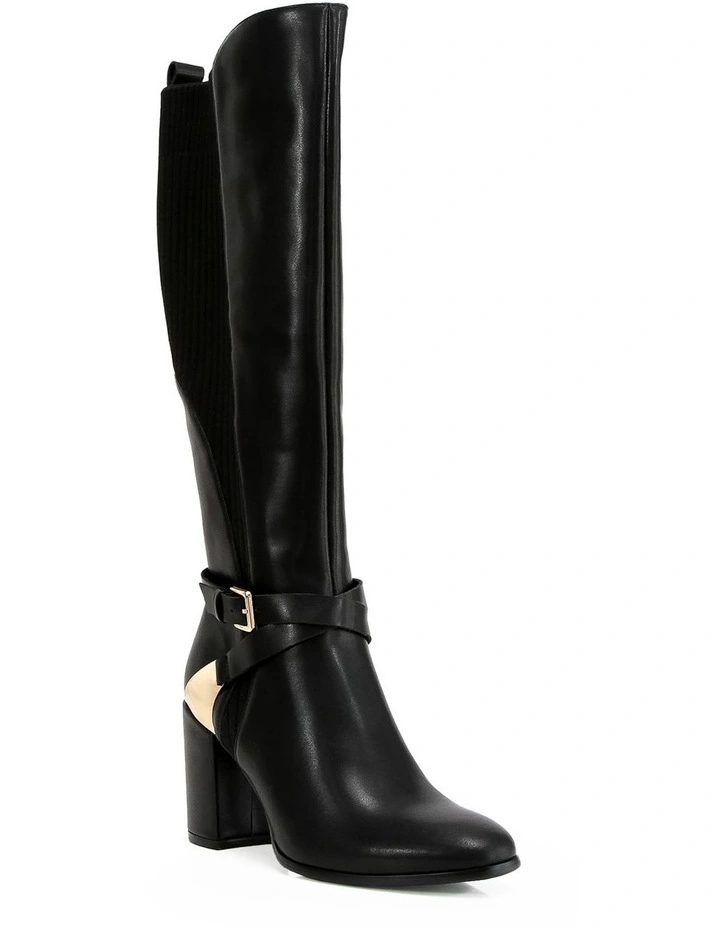 Breton Leather Knee High Boot in Black image 2