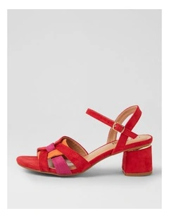 Hossie Red Multi Microsuede Sandals