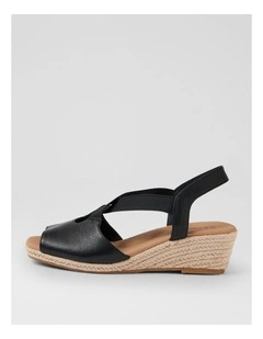 Zelie Black Leather Elastic Sandals