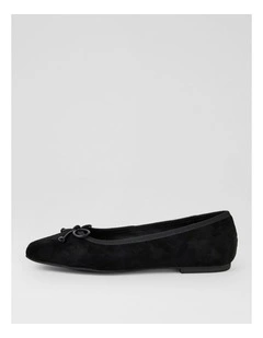 Zokena Black Suede Flat Shoes