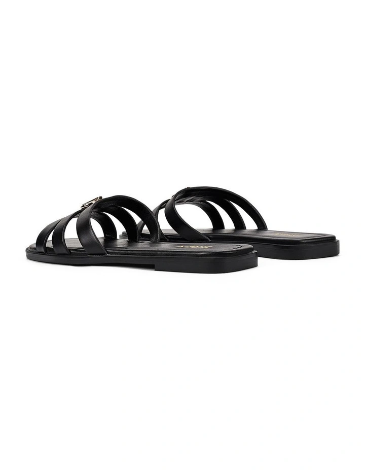 Mena Flat Slides - Black Leather image 3