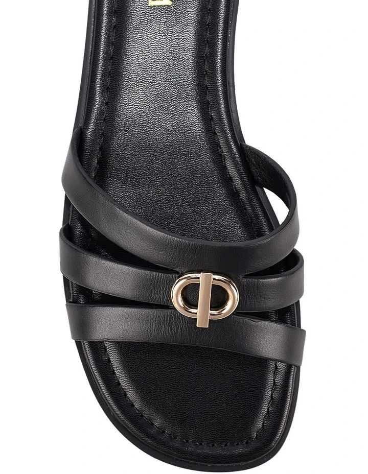 Mena Flat Slides - Black Leather image 4